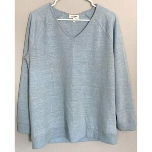 Haven Well Within Sweater Women M Heathered Blue Vneck Knit Raglan Pullover Soft